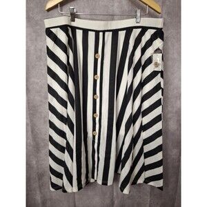 Womens Chevron Striped Skater Skirt Sz XL Button Down Fairy Grunge Summer Casual